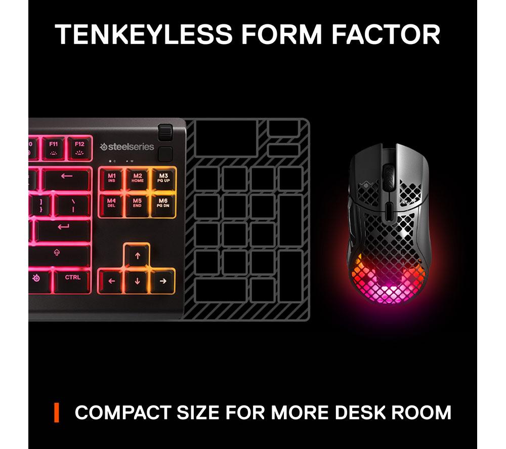 Steelseries Apex 3 Tkl Rgb Gaming Keyboard – Tenkeyless Compact Form Factor  8-Zone Rgb Illumination – Ip32 Water & Dust Resistant – Whisper Quiet  Gaming Switch – Gaming Grade Anti-Ghosting 