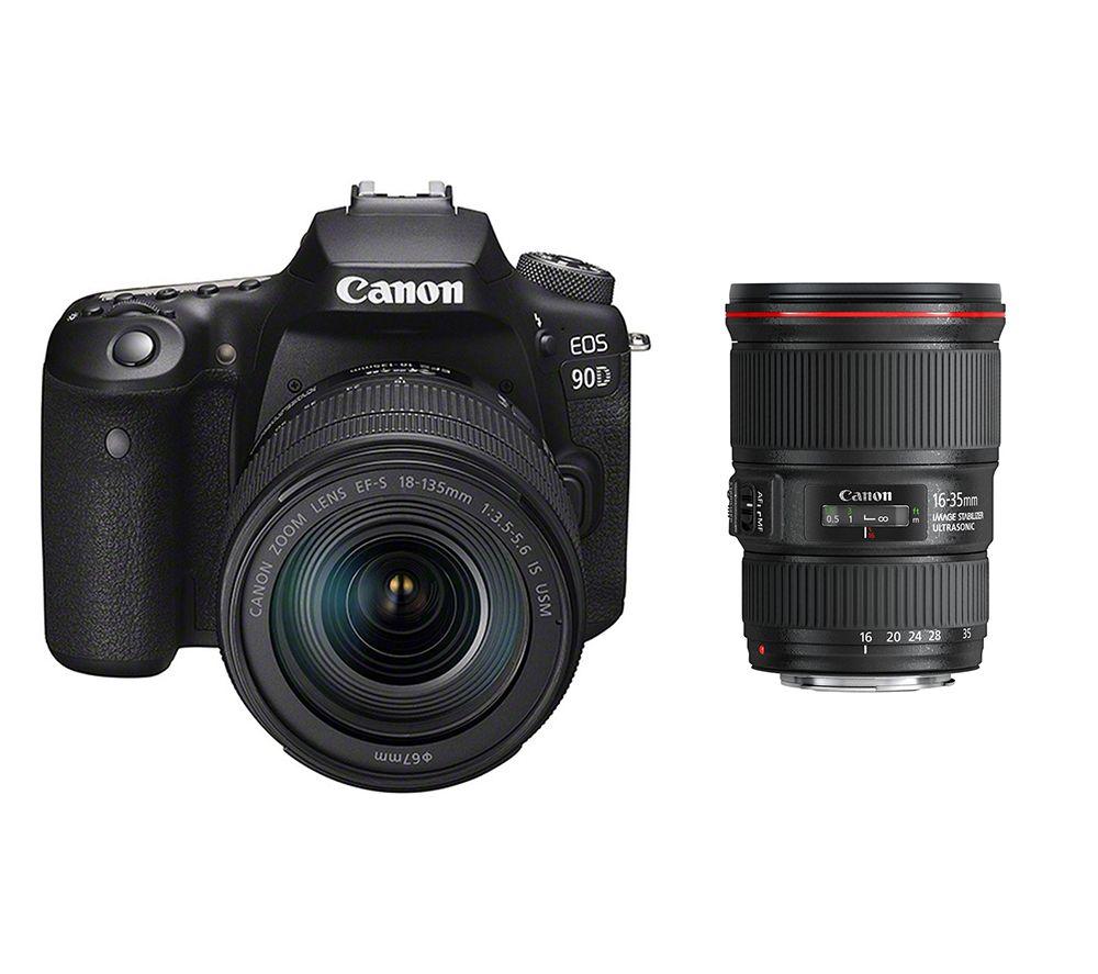 Click to view product details and reviews for Canon Eos 90d Dslr Camera Ef S 18 135 Mm F 35 56 Is Usm Ef 16 35 Mm F 4l Wide Angle Zoom Lens Bundle Black.