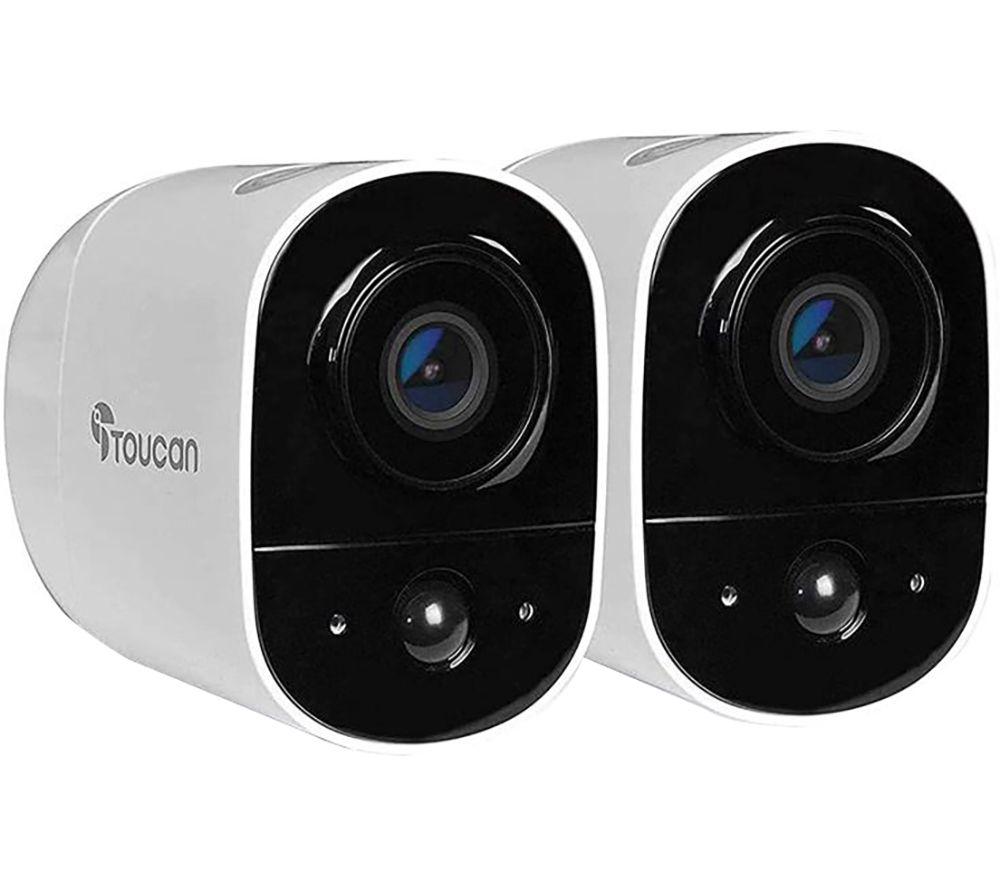 TOUCAN TWCK200WU-2EF Full HD 1080p WiFi Security Camera Kit - 2 Cameras, Black,White