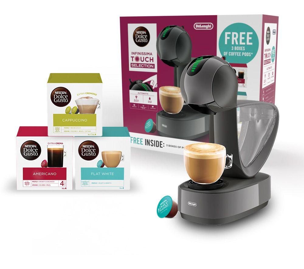 DOLCE GUSTO by De'Longhi Infinissima Touch EDG268.GY Coffee Machine Starter Kit - Charcoal, Silver/G