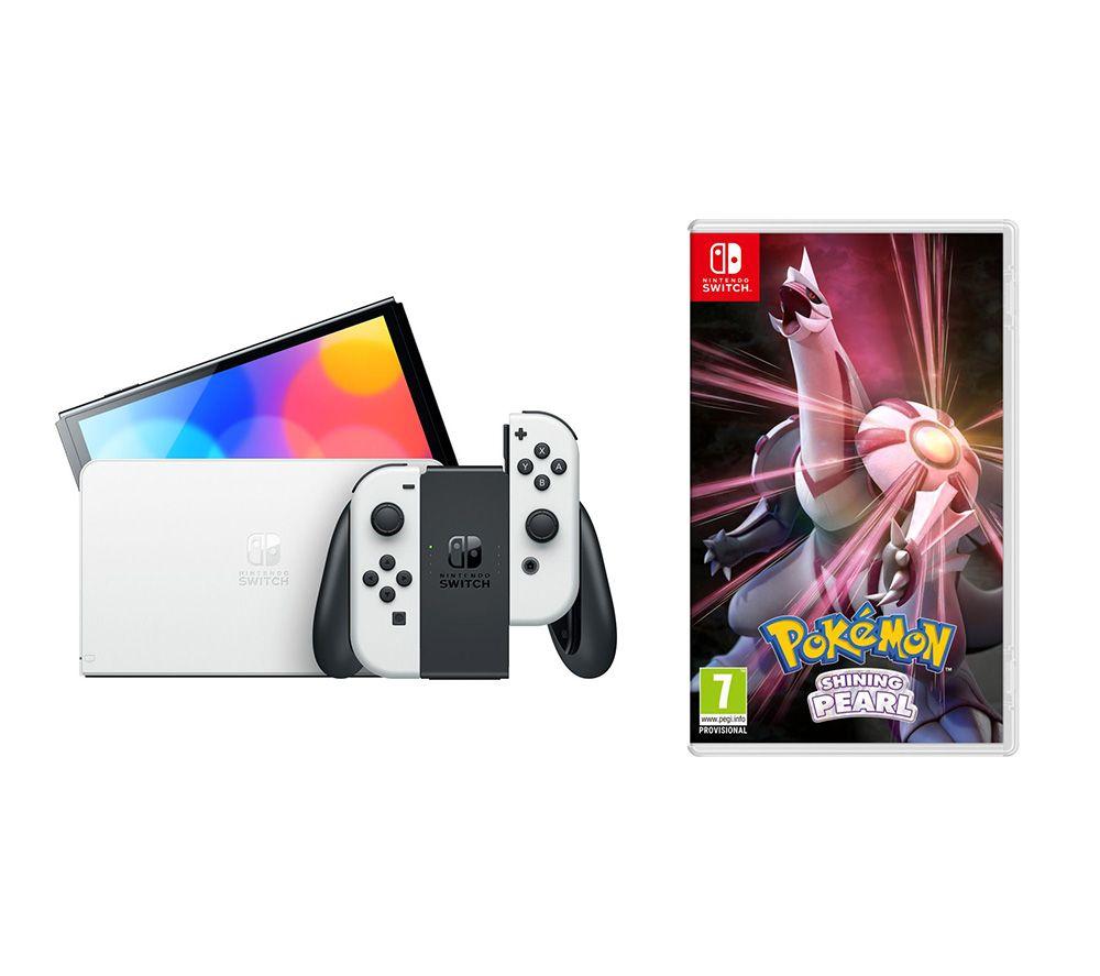 NINTENDO Switch OLED White & Pokemon Shining Pearl Bundle