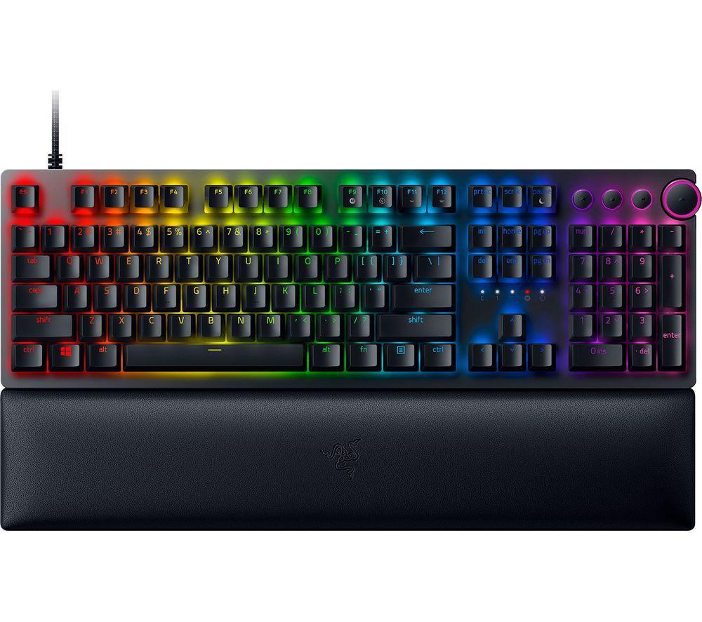 Razer Huntsman V2 (Purple Switch) - Optical Gaming Keyboard with Near-Zero Input Latency (Clicky Optical Switches, Doubleshot PBT Keycaps, Ergonomic Wrist Rest) UK Layout | Black