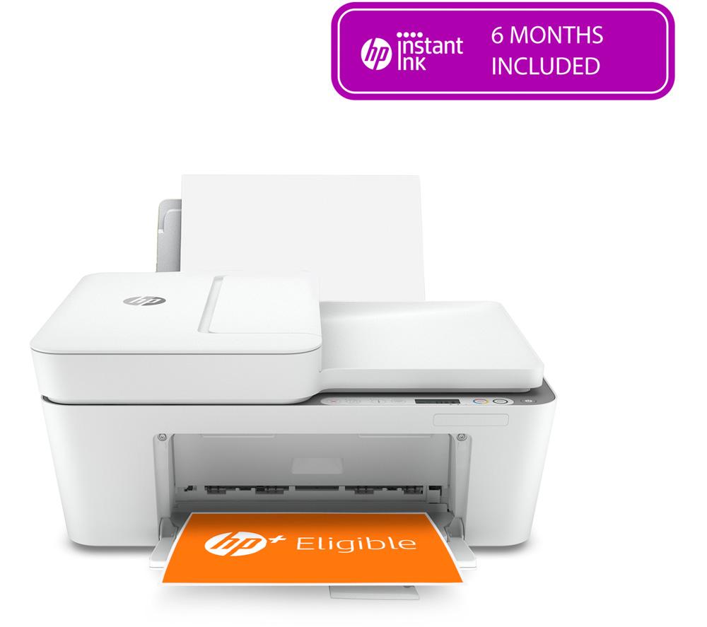 HP DeskJet 4120e All-in-One Wireless Inkjet Printer with HP Plus, Silver/Grey,White