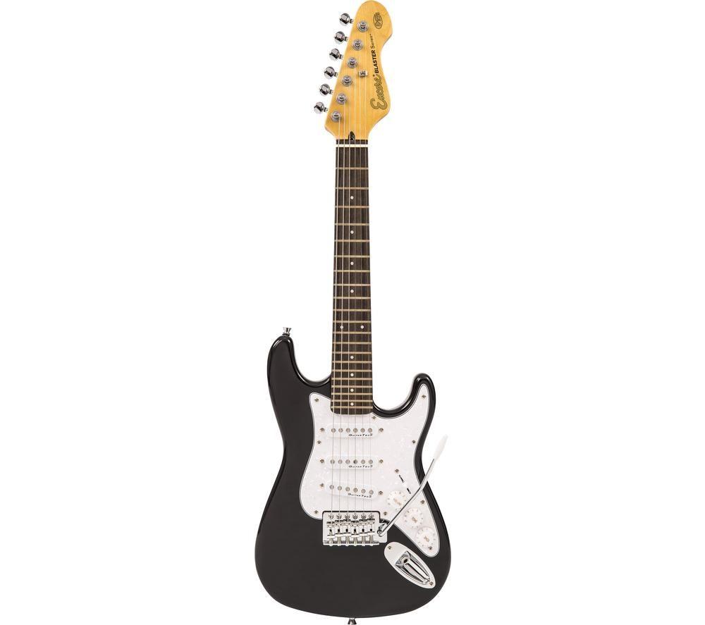 ENCORE Blaster E375BLK 3/4 Size Electric Guitar - Gloss Black, White,Black