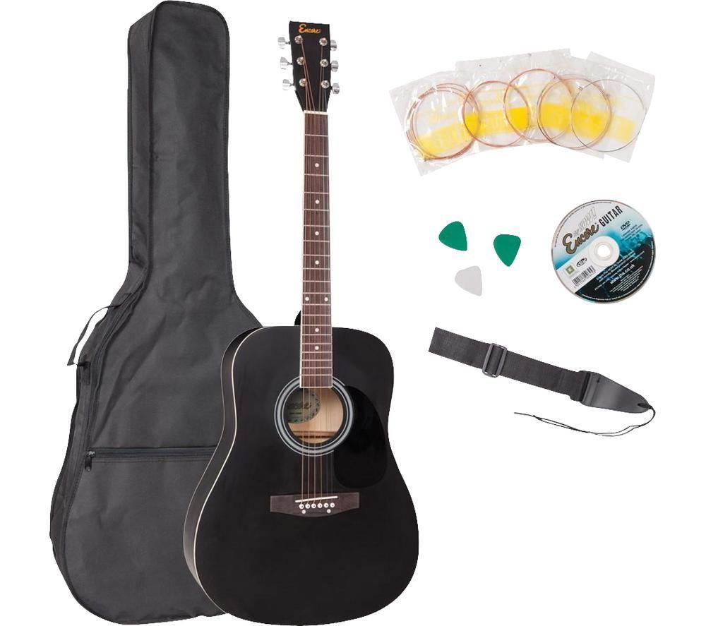 ENCORE EWP-100BK Acoustic Guitar Bundle - Black, Black