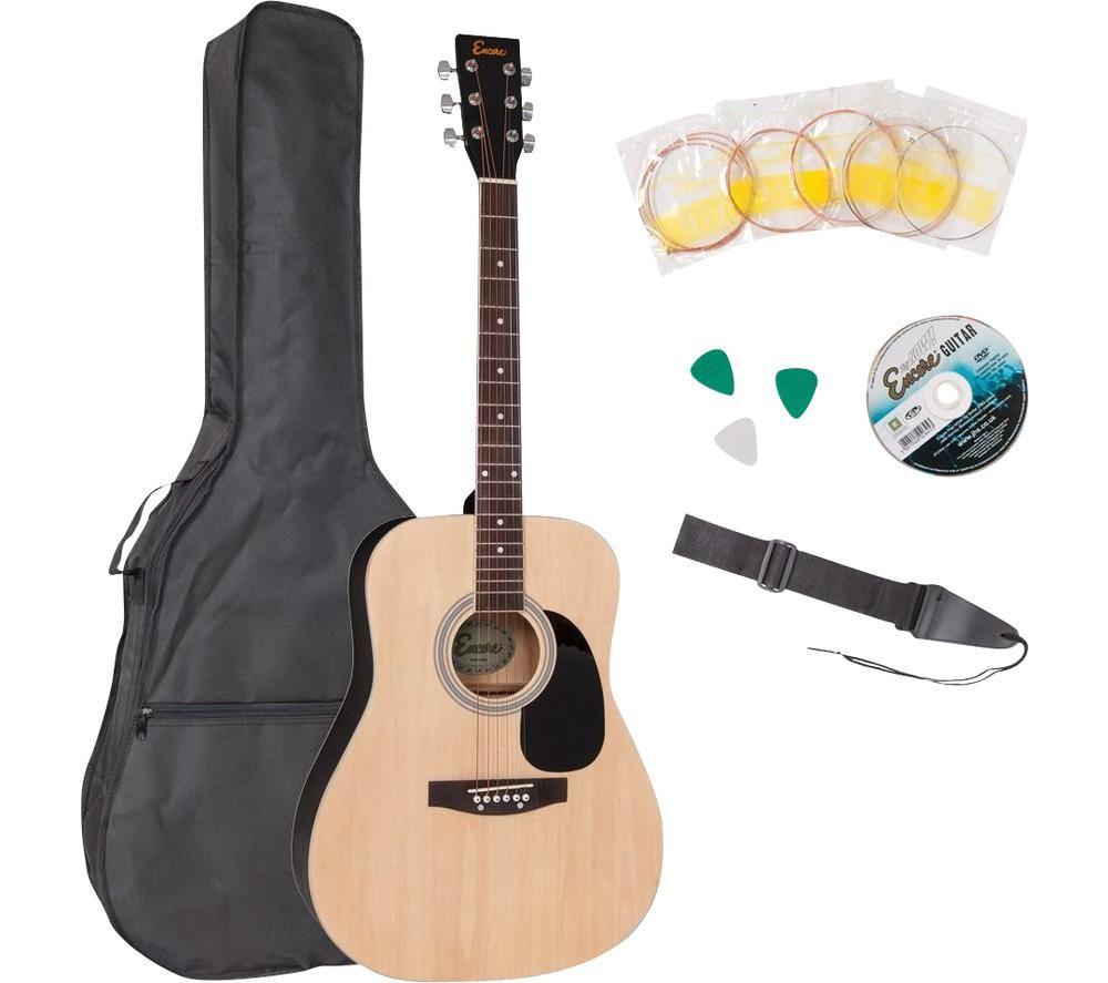 ENCORE EWP-100N Acoustic Guitar Bundle - Natural, Yellow