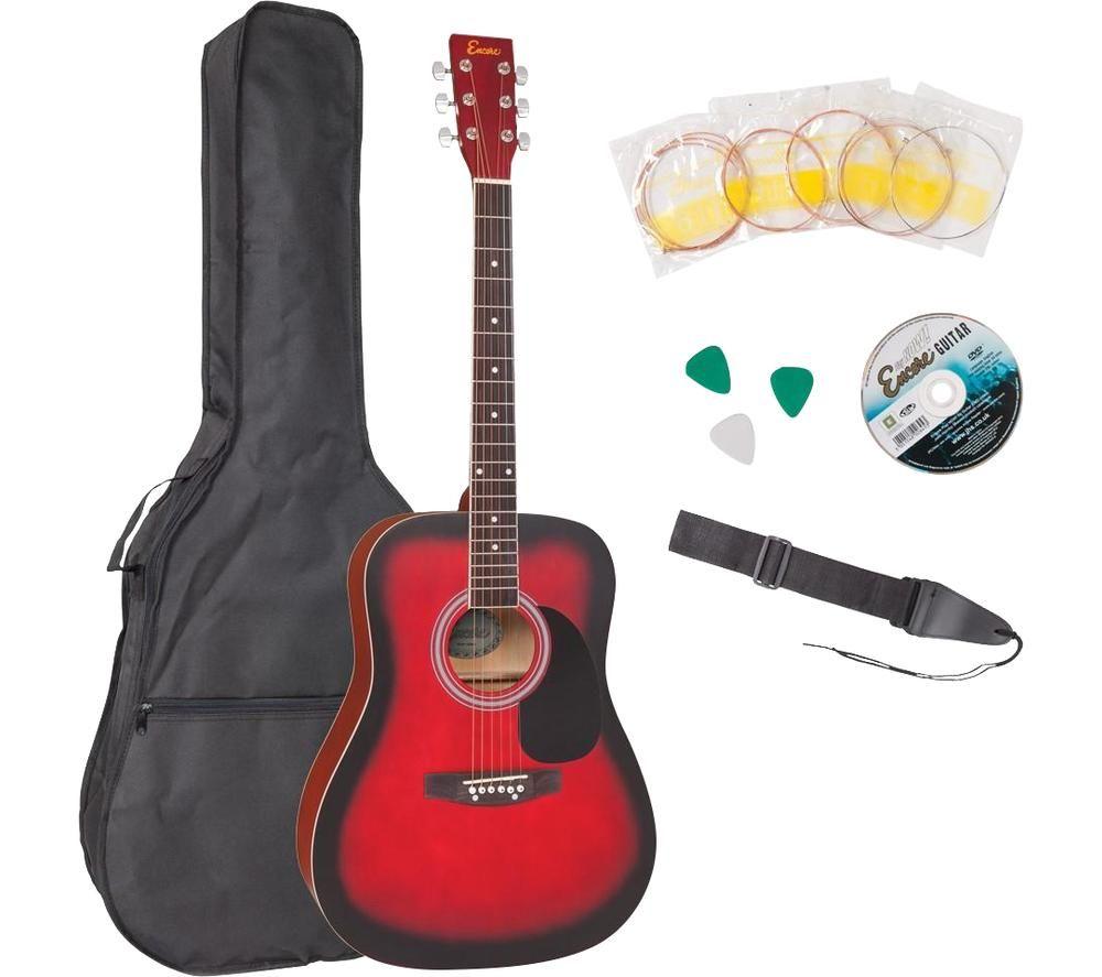 ENCORE EWP-100RB Acoustic Guitar Bundle - Redburst, Orange,Black