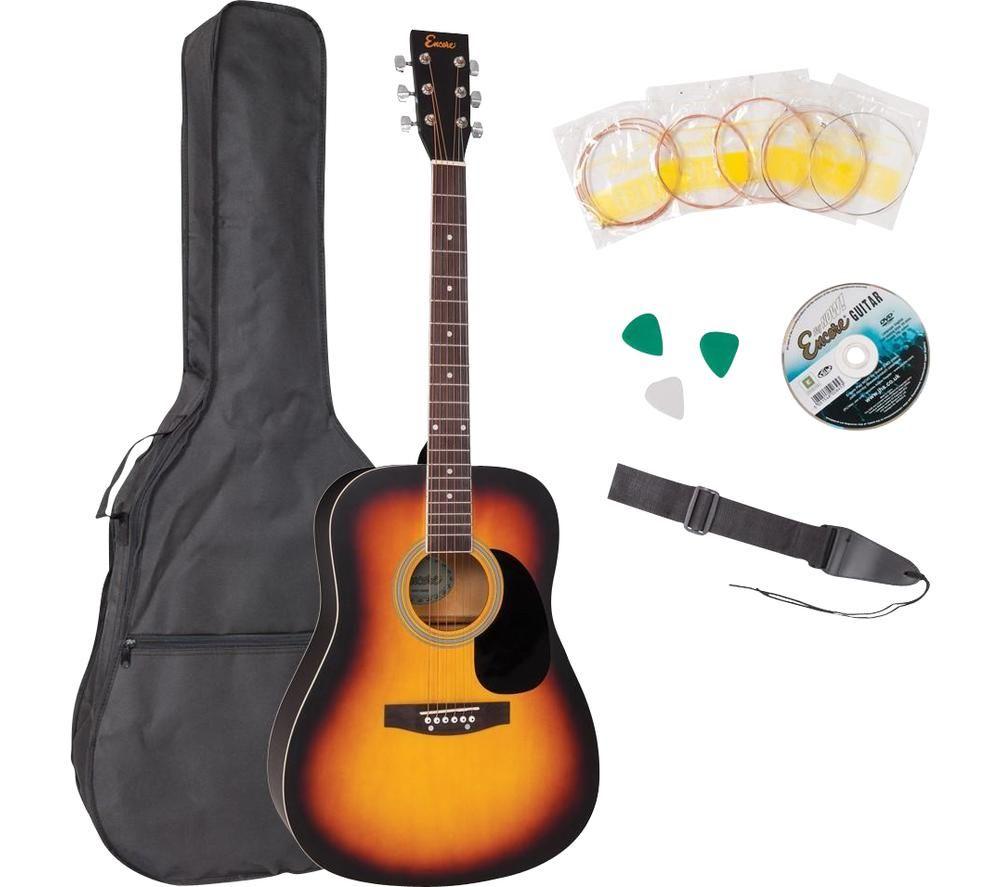 ENCORE EWP-100SB Acoustic Guitar Bundle - Sunburst, Brown,Orange