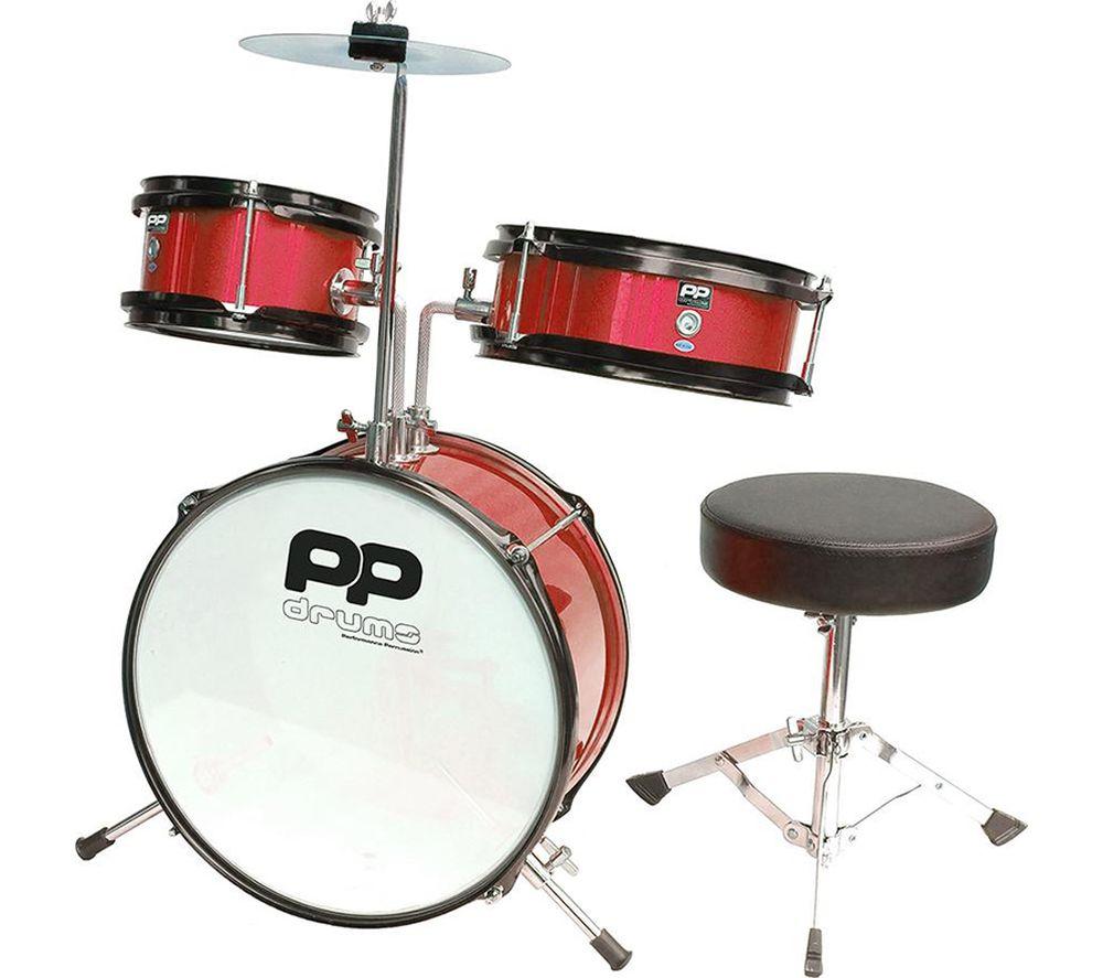 PP DRUMS PP101RD 3 Piece Junior Drum Kit - Red, Red