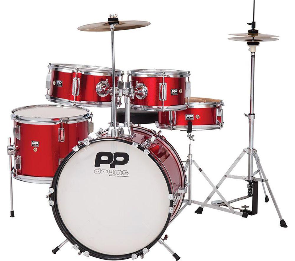 PP DRUMS PP200RD 5 Piece Junior Drum Kit - Red, Red
