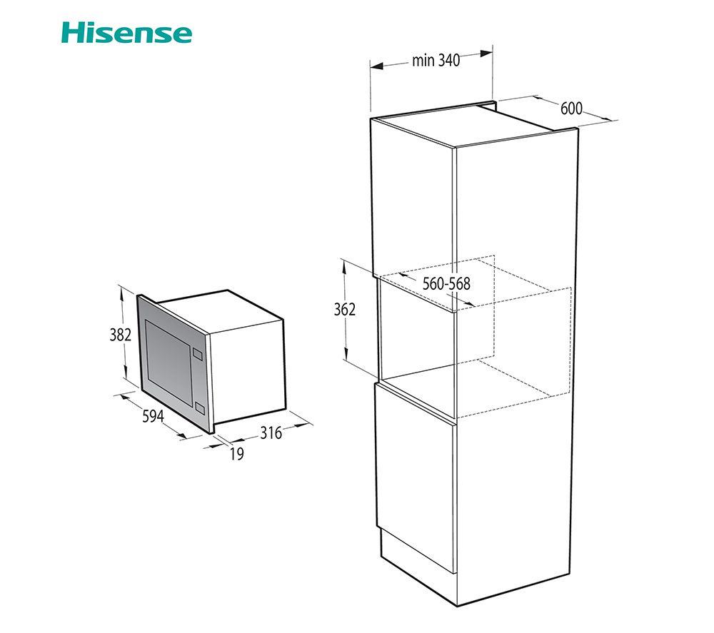 HISENSE HB20MOBX5UK Built-in Solo Microwave - Black image number 13 of 14