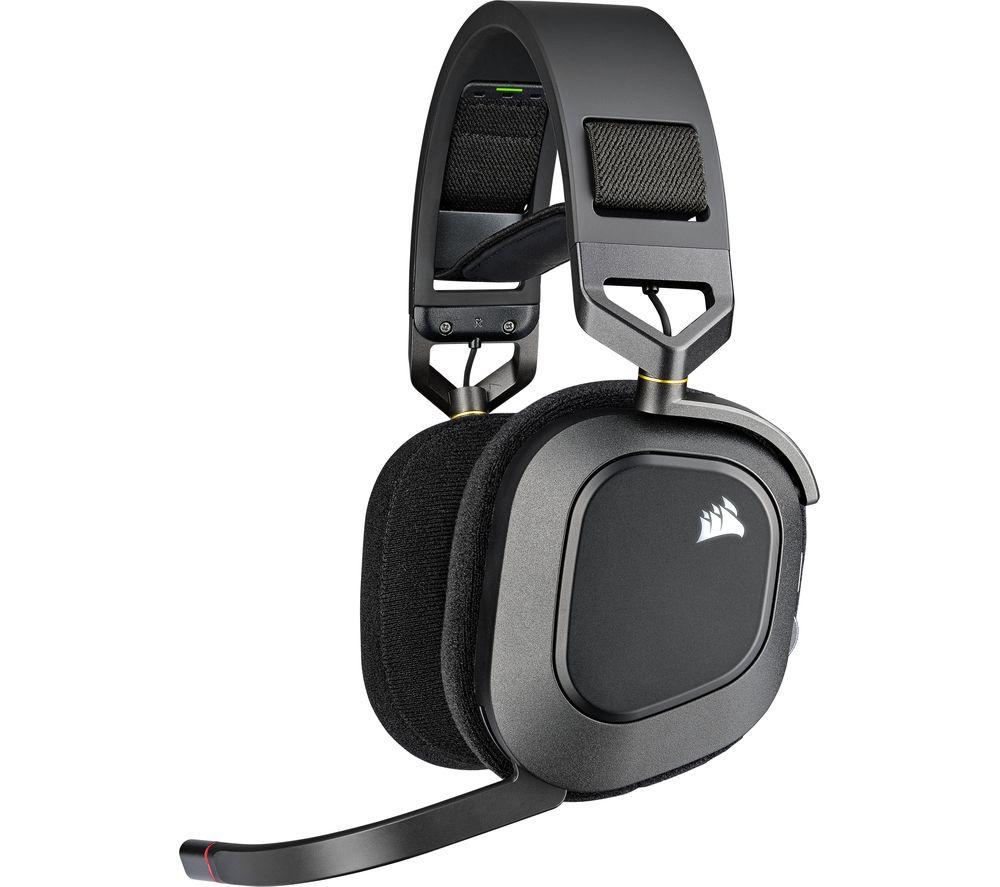 CORSAIR HS80 RGB Over Ear WIRELESS Multiplatform Gaming Headset – Dolby Atmos – Omni-Directional Microphone – iCUE Compatible – PC, Mac, PS5, PS4 – Carbon