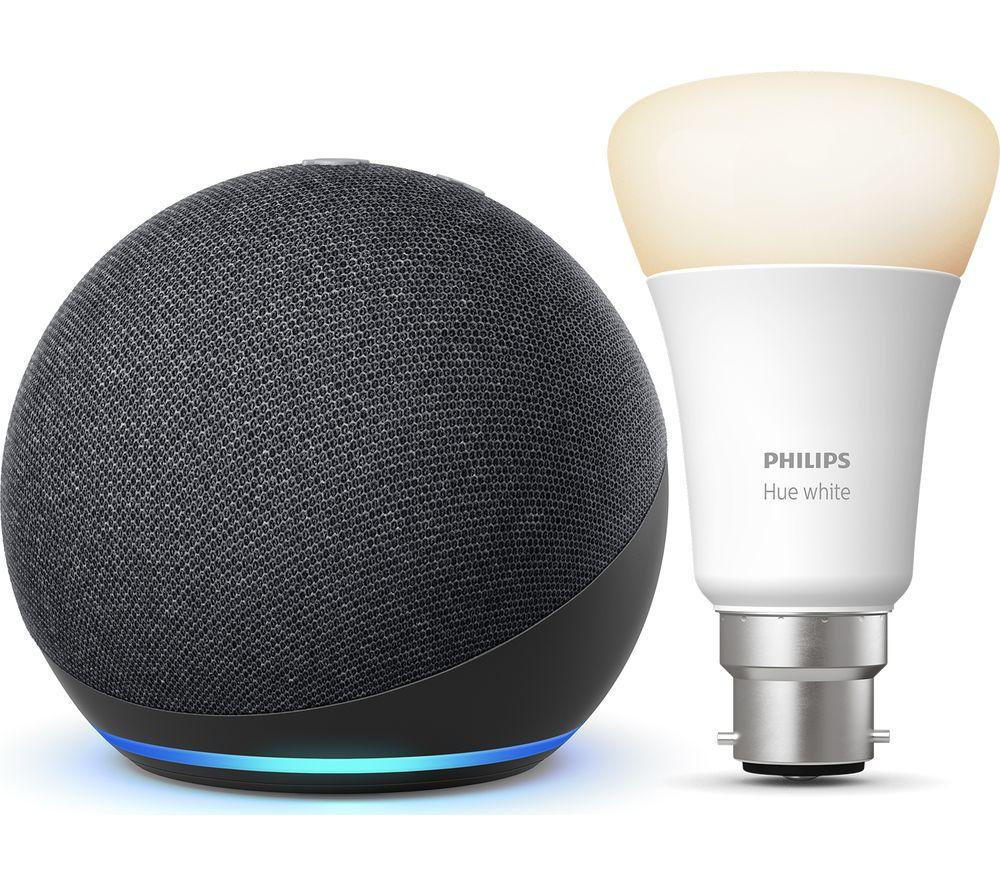 Buy AMAZON Echo Dot (4th Gen) with Alexa & Philips Hue White Bluetooth B22 LED Bulb Bundle