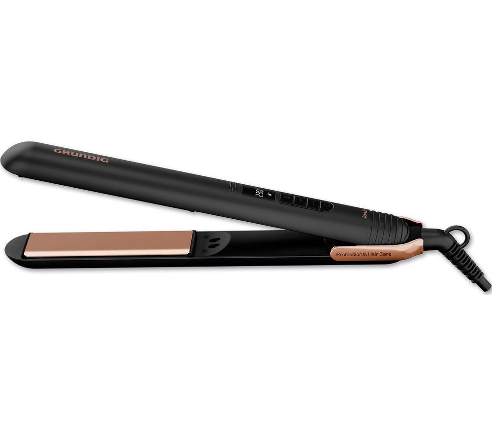 GRUNDIG NaturaShine HS7030 Hair Straightener - Black & Copper, Black