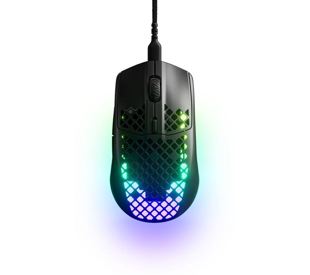 SteelSeries Aerox 3 - Holey RGB Gaming Mouse - Ultra-lightweight Water Resistant Design - 8,500 DPI TrueMove Core Optical Sensor - Onyx
