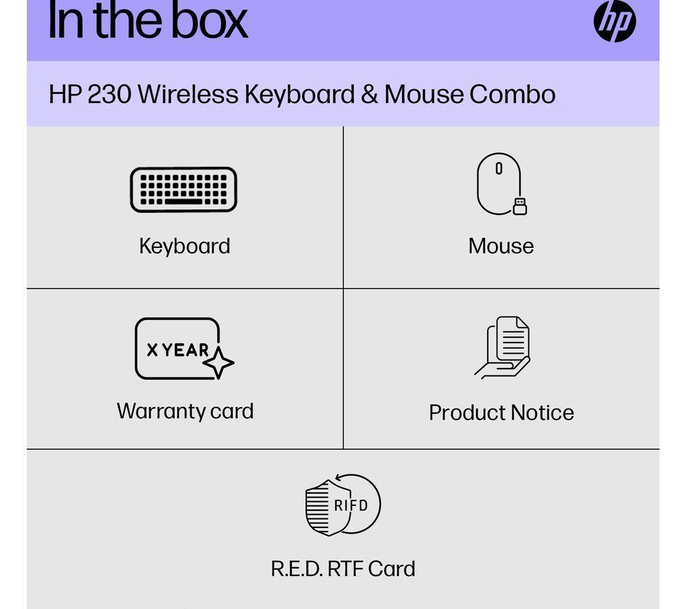 HP 230 Wireless Keyboard & Mouse Set - White image number 7 of 9