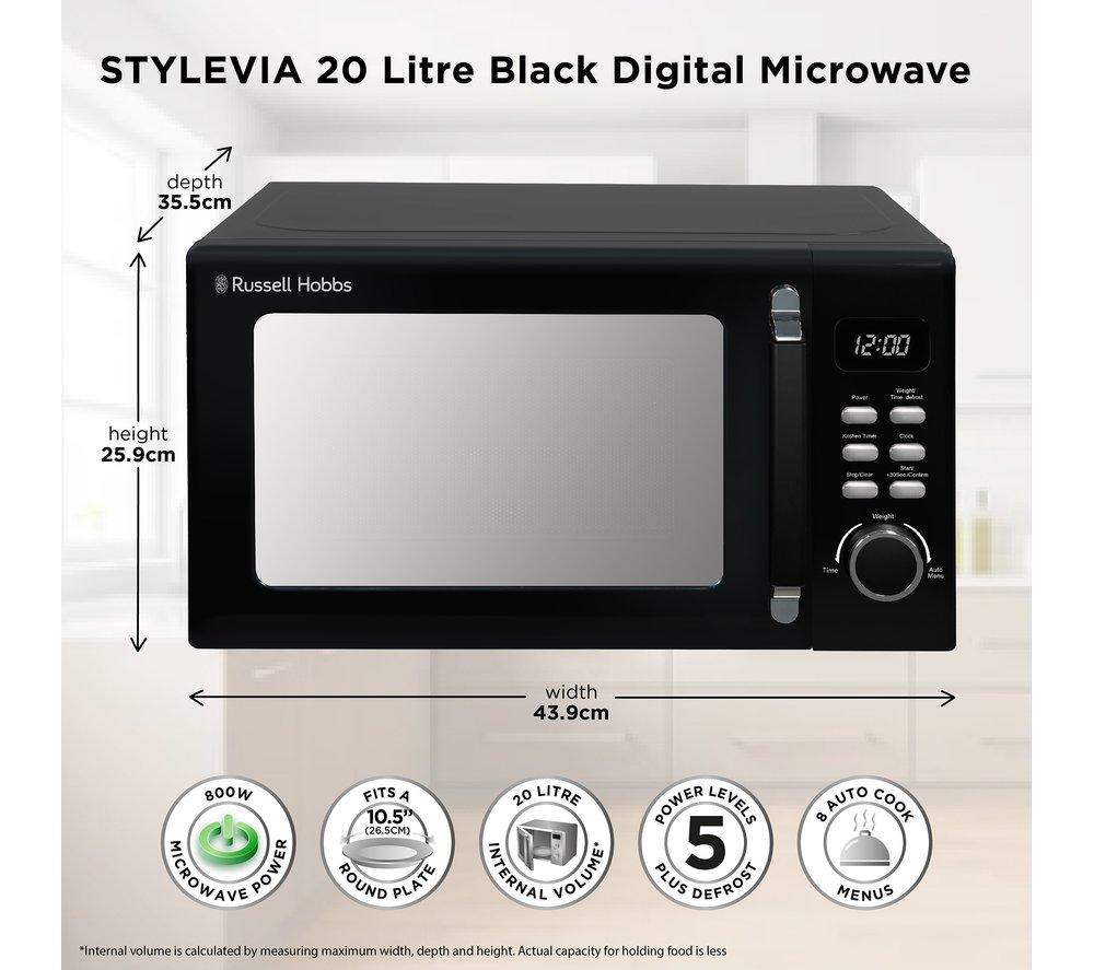 RUSSELL HOBBS Stylevia RHM2026B Compact Solo Microwave - Black image number 4 of 10