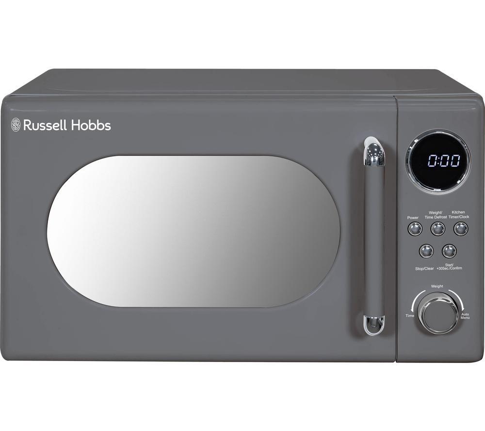 RUSSELL HOBBS Retro RHM2044G Compact Solo Microwave - Grey, Silver/Grey