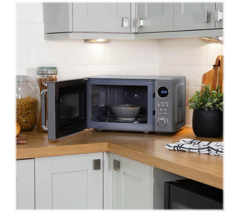 Grey store retro microwave