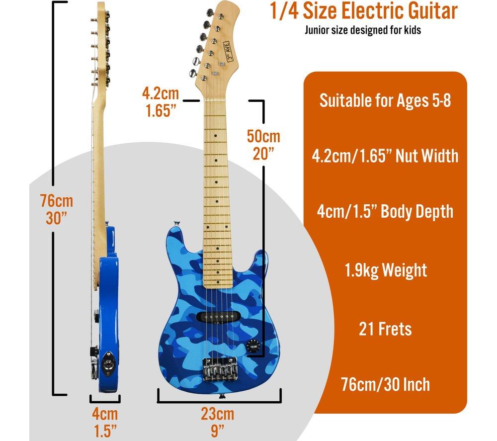 3RD AVENUE 1/4 Size Kids Electric Guitar Bundle - Blue Camo image number 2 of 6