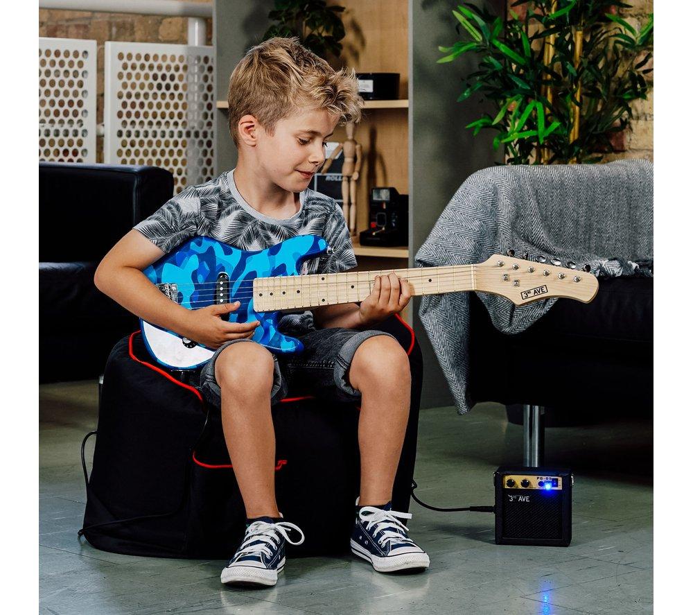 3RD AVENUE 1/4 Size Kids Electric Guitar Bundle - Blue Camo image number 5 of 6