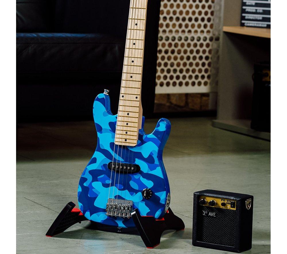 3RD AVENUE 1/4 Size Kids Electric Guitar Bundle - Blue Camo image number 6 of 6