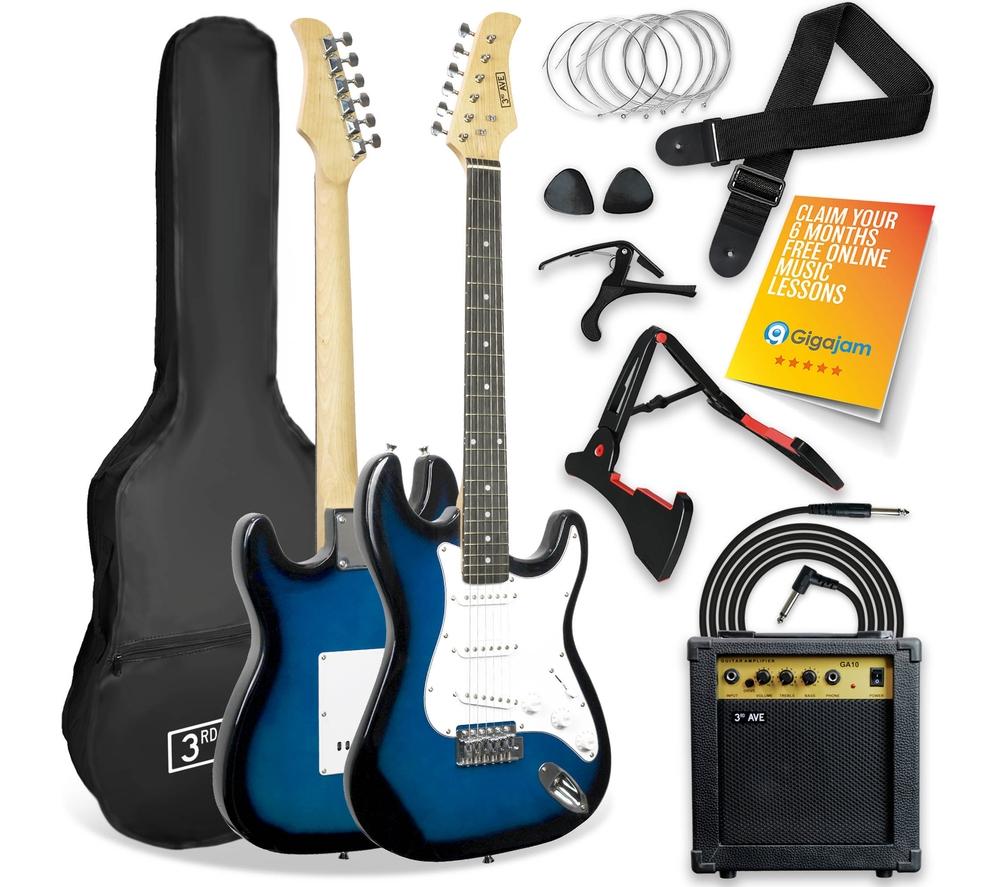 3RD AVENUE XF203ABBPK Electric Guitar Bundle - Blueburst, Blue