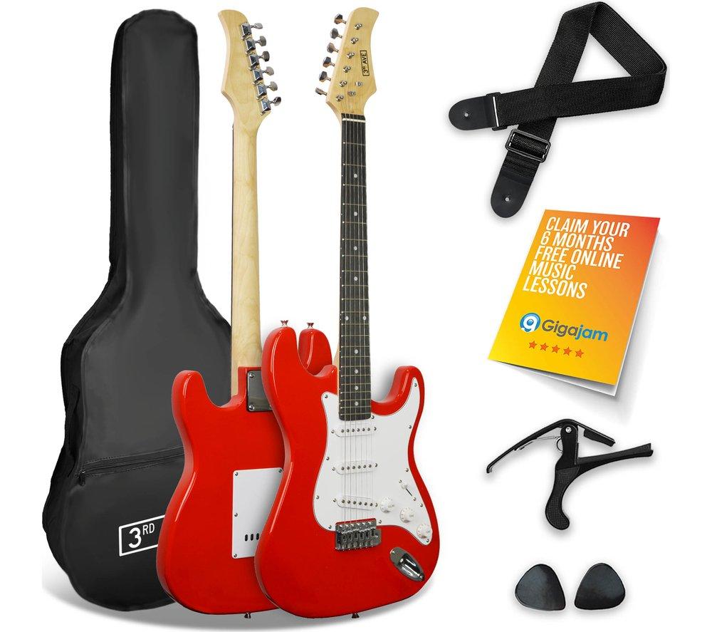 3RD AVENUE Full Size 4/4 Electric Guitar Starter Bundle - Red, Red