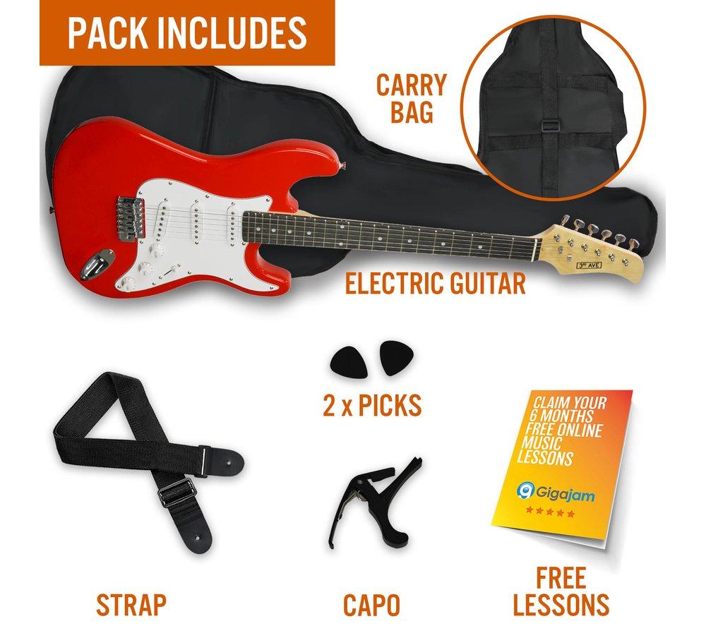 3RD AVENUE Full Size 4/4 Electric Guitar Starter Bundle - Red image number 3 of 8