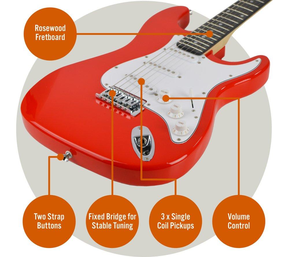 3RD AVENUE Full Size 4/4 Electric Guitar Starter Bundle - Red image number 4 of 8