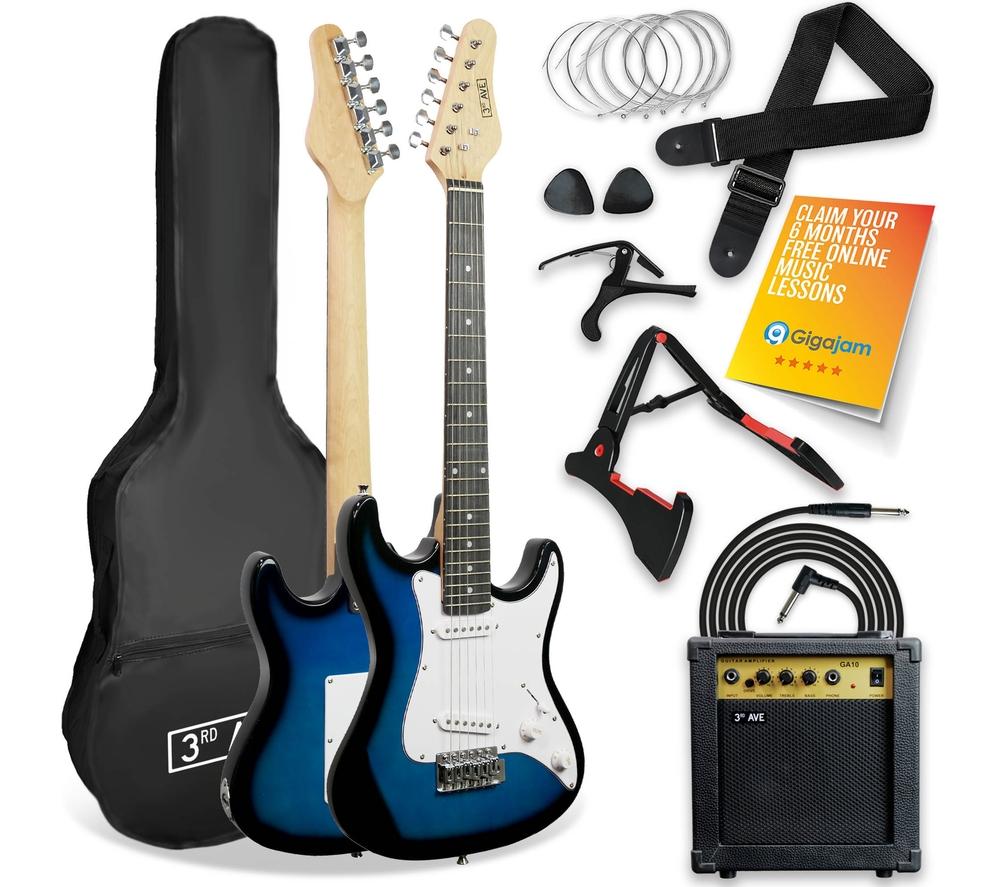 Image of 3RD AVENUE XF203CBBPK 3/4 Size Electric Guitar Bundle - Blueburst, Blue