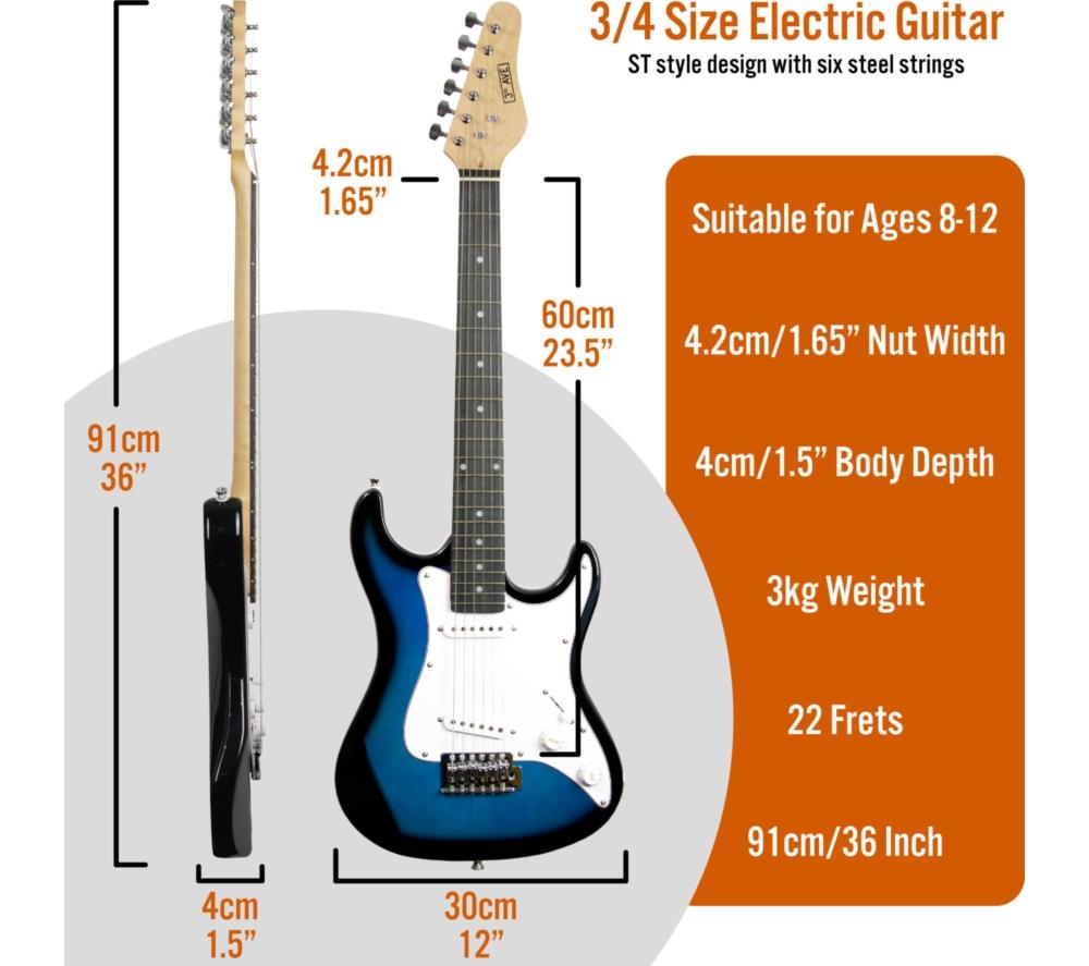 3RD AVENUE 3/4 Size Electric Guitar Bundle - Blueburst image number 2 of 6