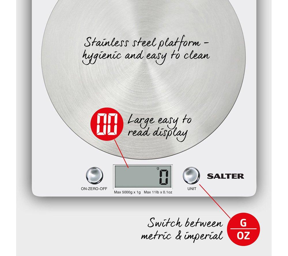 SALTER Disc 1036 WHSSDR Digital Kitchen Scales - White image number 4 of 7