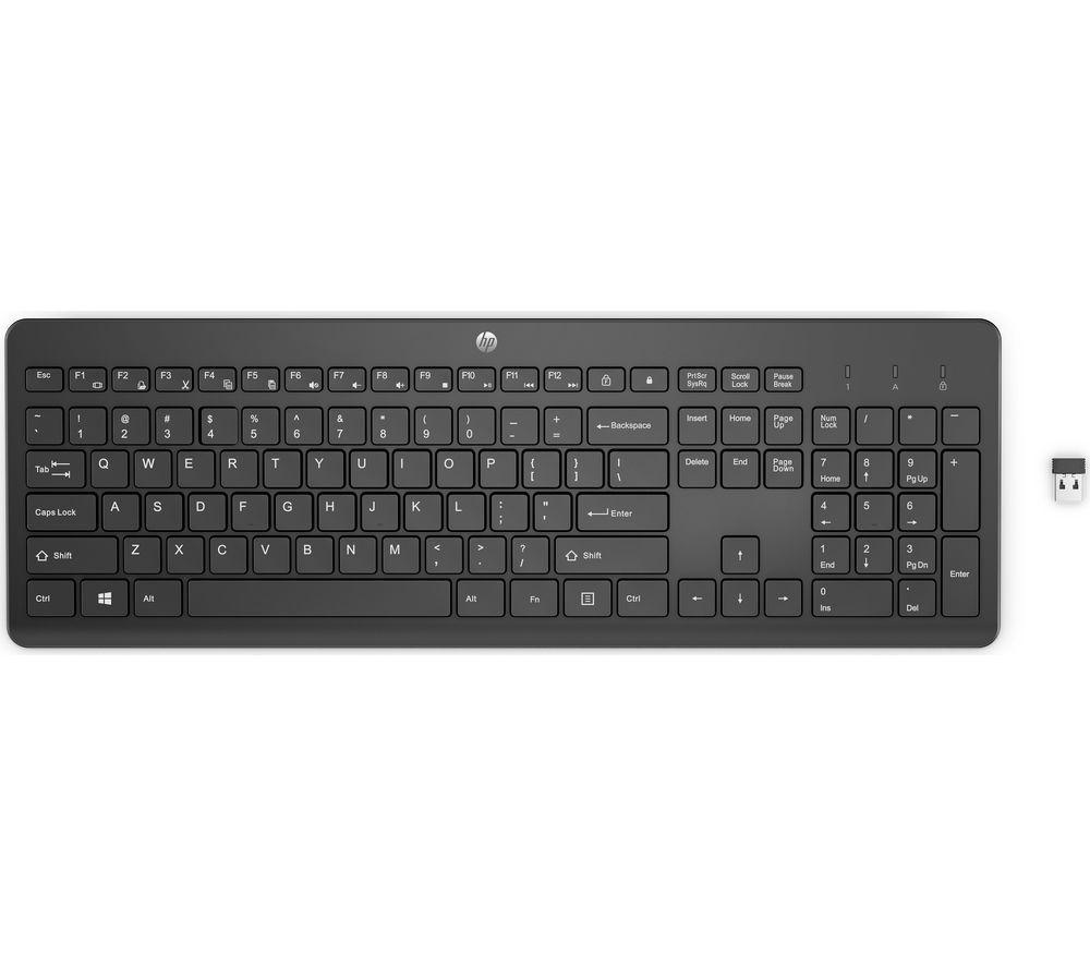 HP 230 Wireless Keyboard, quiet and comfortable keystrokes, Number Pad, QWERTY UK Layout, compatible with Windows PC, Chromebook, Laptop, Mac, Up to 16 Months Battery, USB dongle included