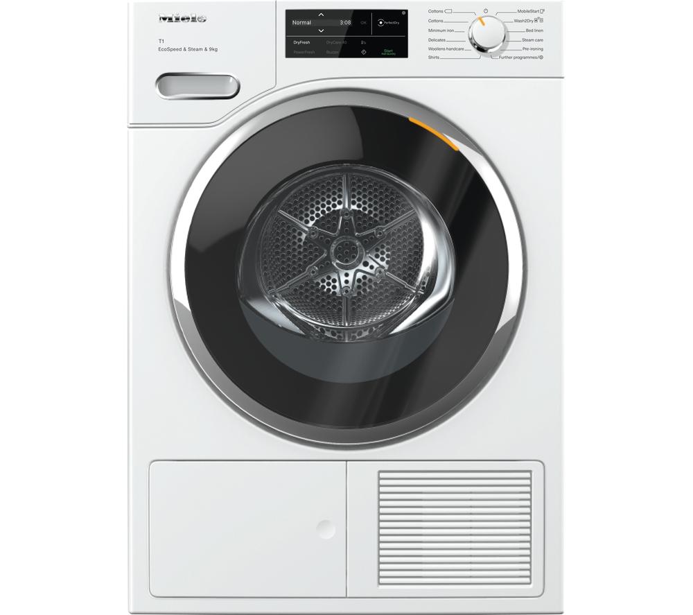 MIELE EcoSpeed TWL780WP WiFi-enabled 9 kg Heat Pump Tumble Dryer – White, White