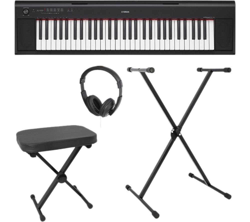 YAMAHA NP-12 Piaggero Keyboard Bundle - Black