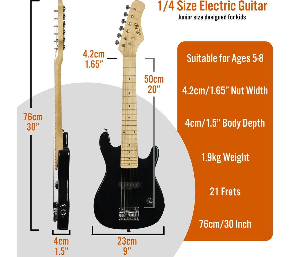 3RD AVENUE 1/4 Size Kids Electric Guitar Bundle - Black image number 2 of 9
