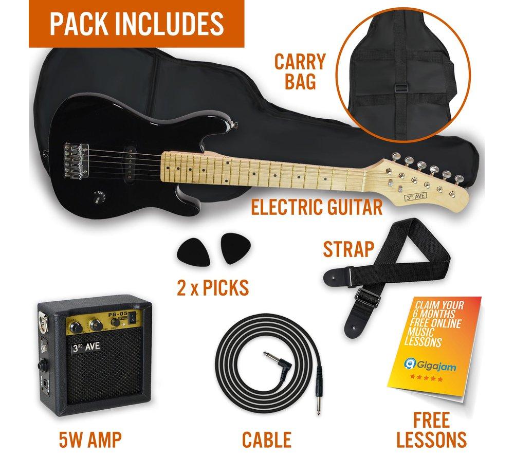 3RD AVENUE 1/4 Size Kids Electric Guitar Bundle - Black image number 3 of 9