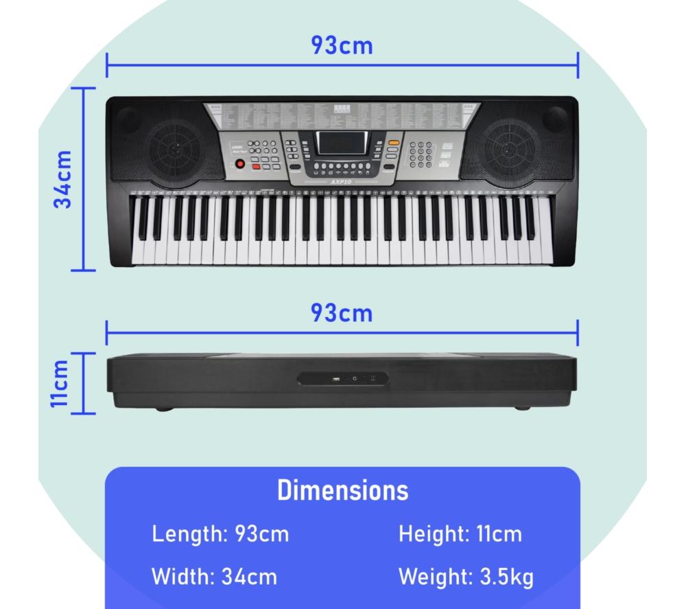 AXUS 61-Key Portable Electronic Keyboard - Black image number 4 of 6