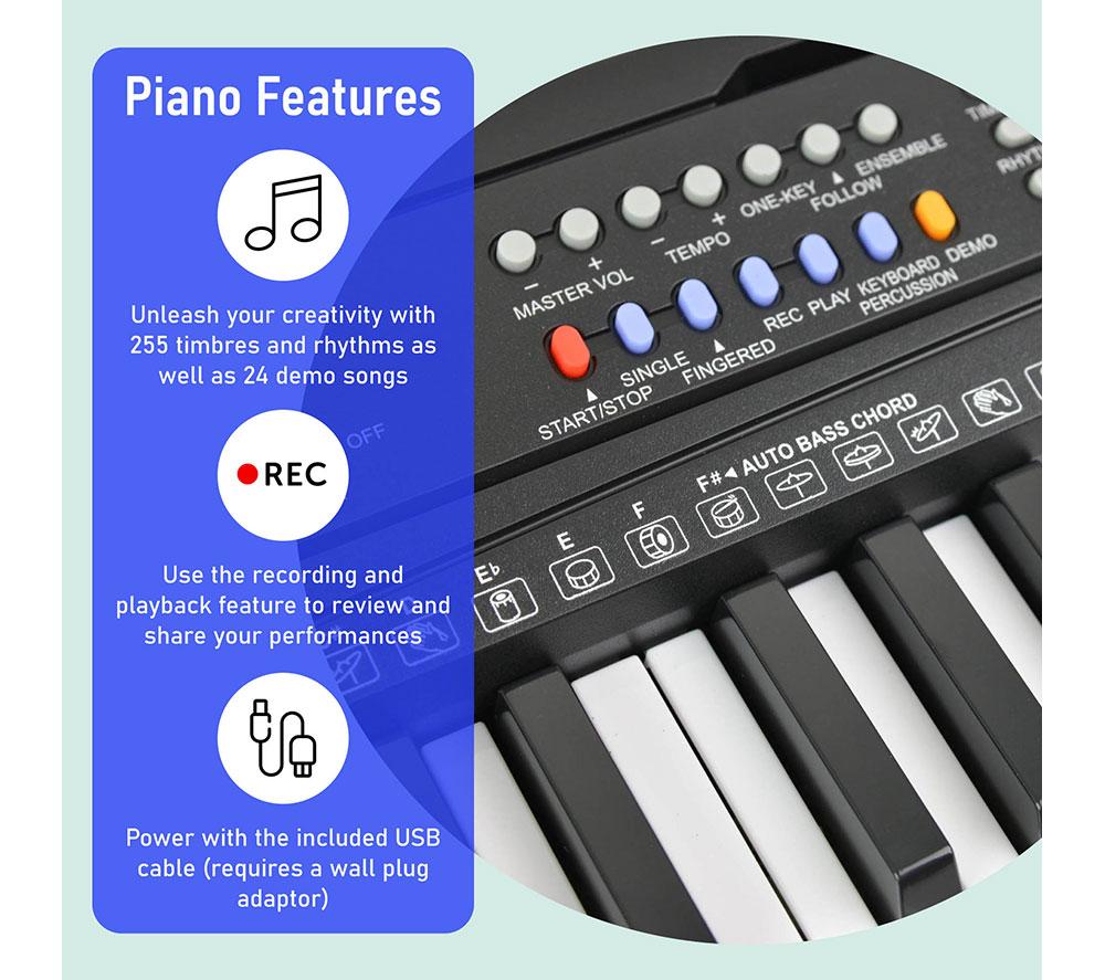 AXUS Axus 54-Key Portable Keyboard Piano & Microphone - Silver & Black image number 3 of 7