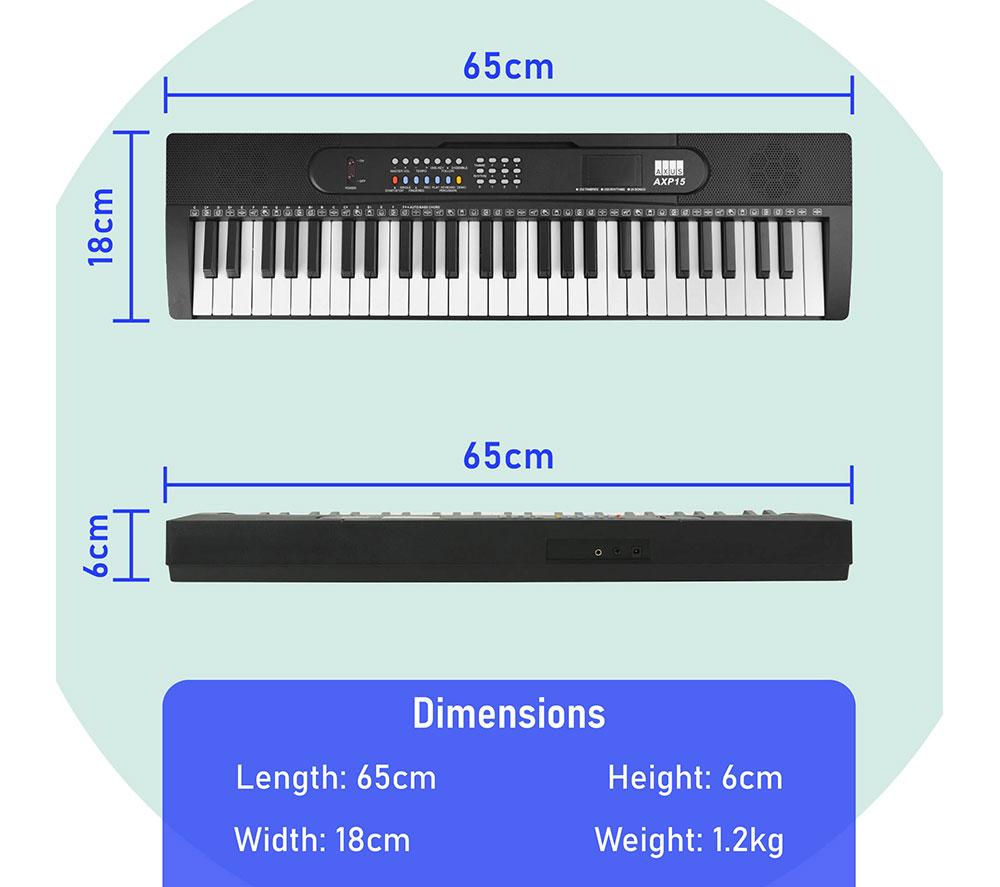 AXUS Axus 54-Key Portable Keyboard Piano & Microphone - Silver & Black image number 4 of 7