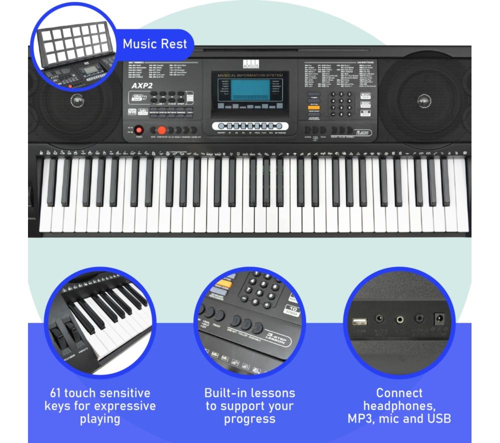 AXUS AXP2 Electronic Keyboard with Bench - Black image number 2 of 6