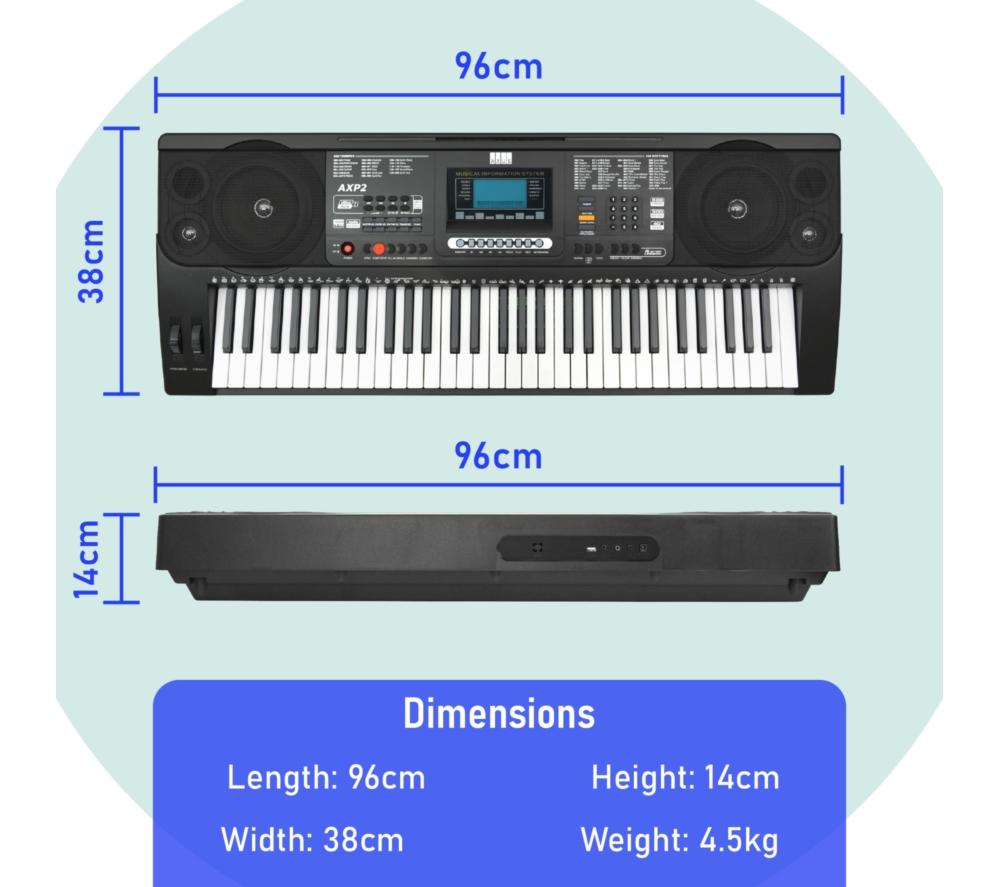 AXUS AXP2 Electronic Keyboard with Bench - Black image number 4 of 6