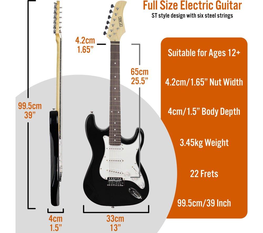 3RD AVENUE Full Size 4/4 Electric Guitar Starter Bundle - Black image number 2 of 6