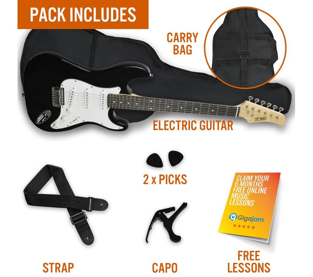 3RD AVENUE Full Size 4/4 Electric Guitar Starter Bundle - Black image number 3 of 6