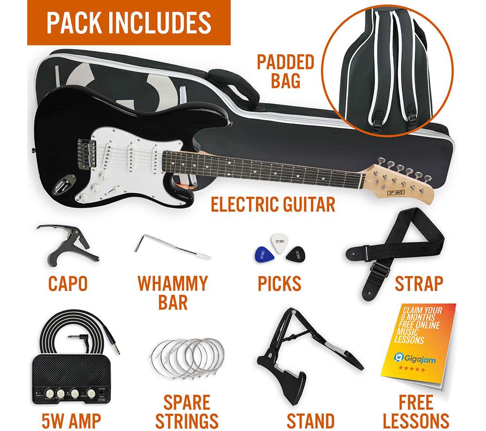 3RD AVENUE Full Size 4/4 Electric Guitar Bundle - Black image number 3 of 6