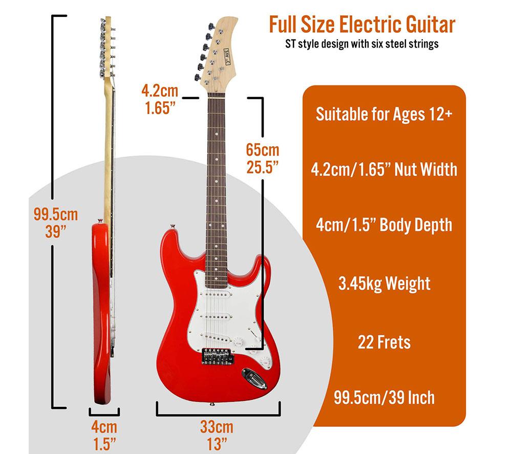3RD AVENUE Full Size 4/4 Electric Guitar Bundle - Red image number 2 of 6