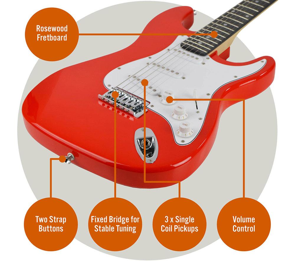 3RD AVENUE Full Size 4/4 Electric Guitar Bundle - Red image number 4 of 6