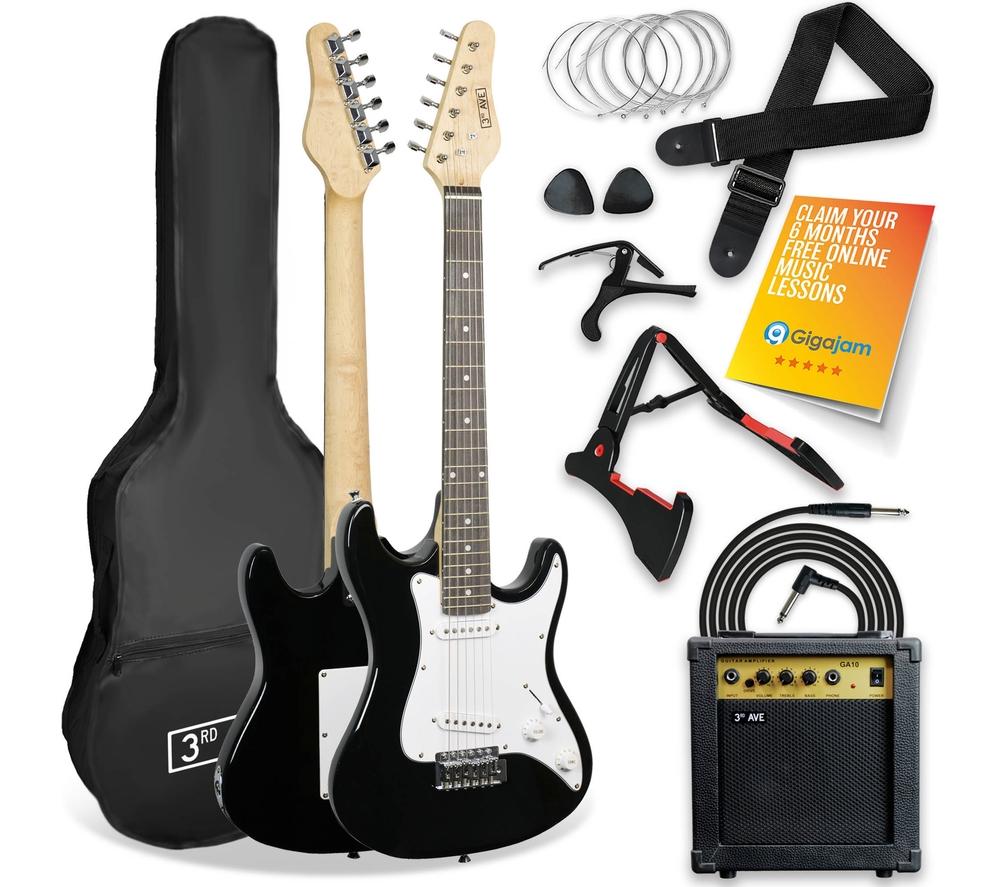 3Rd Avenue 3/4 Size Electric Guitar Bundle - Black, Black