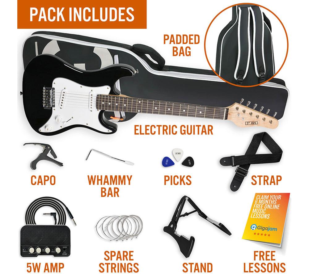 3RD AVENUE 3/4 Size Electric Guitar Bundle - Black image number 3 of 6